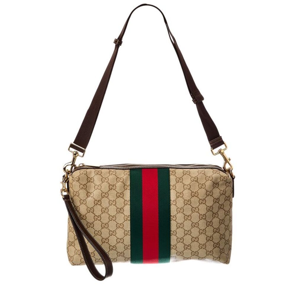 Gucci Medium Gg Coated Canvas Crossbody, Brown